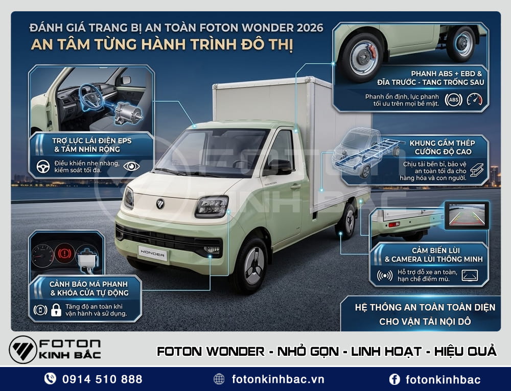 Đánh giá trang bị an toàn xe tải Foton Wonder